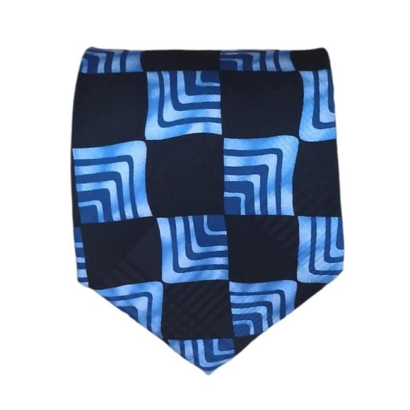 Hugo Boss Other - HUGO BOSS Blue Geometric Silk Tie ITALY 59"/ 4" EC